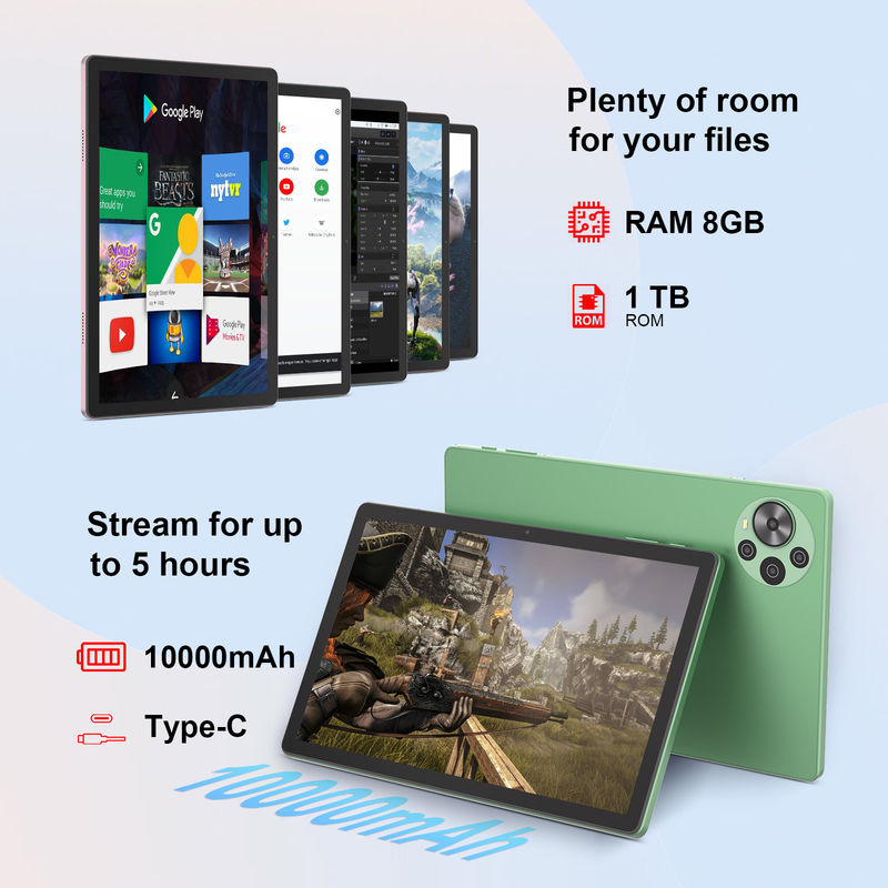 C Idea Najnowszy 10,5-calowy tablet z ekranem dotykowym Android z dwoma kartami SIM CM10500 Plus zielony