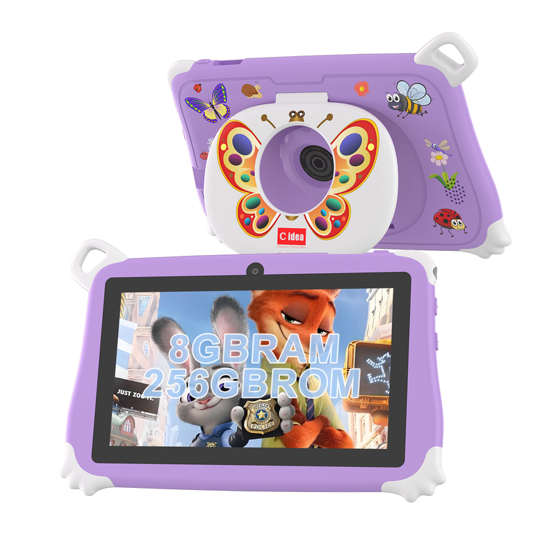 C Idea Android 15 Kids Tablet 8+256GB Tablet edukacyjny Kidspad z przyjazną aplikacją CM86 fioletowy