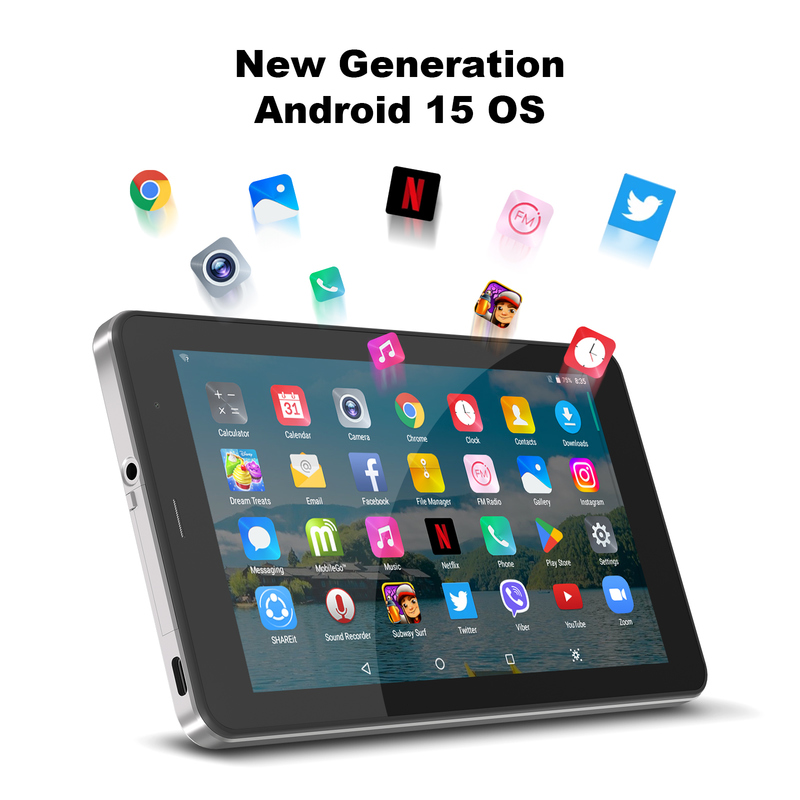 Tablet C idea 7 cali z Wi-Fi z etui, pamięć 8+256GB, procesor Quad Core, ekran dotykowy IPS 600x1024 CM516 srebrny