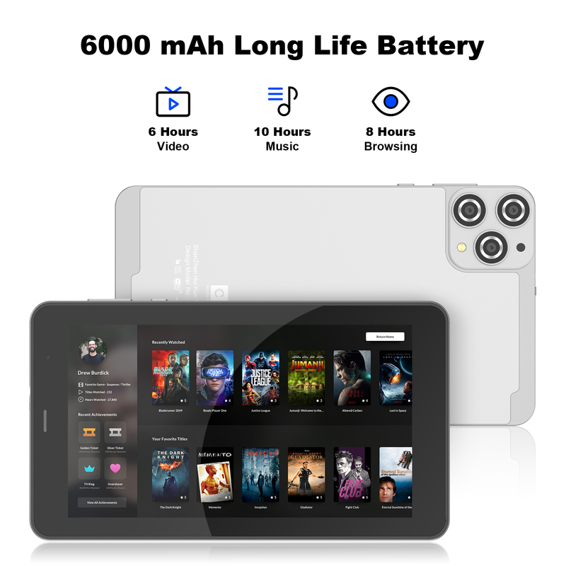 Tablet C idea 7 cali z Wi-Fi z etui, pamięć 8+256GB, procesor Quad Core, ekran dotykowy IPS 600x1024 CM516 srebrny