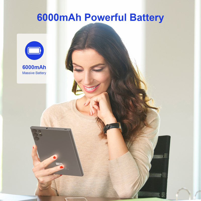 Tablet C idea 7 cali z Wi-Fi z etui, pamięć 8+256GB, procesor Quad Core, ekran dotykowy IPS 600x1024 CM524 szary