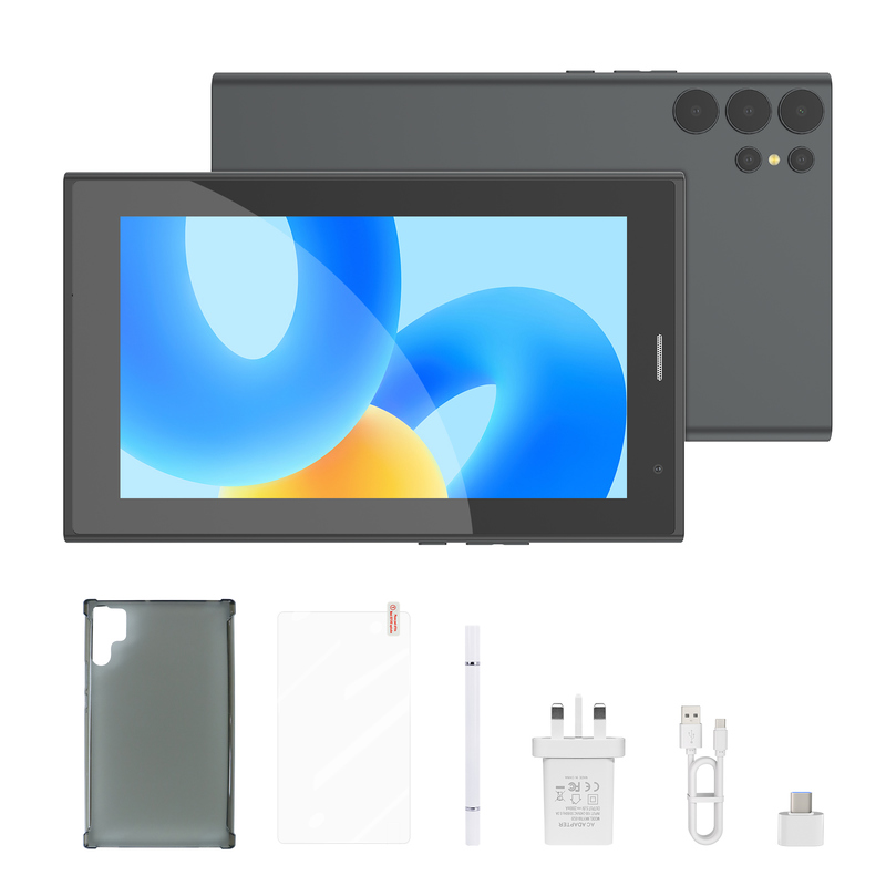 Tablet C idea 7 cali z Wi-Fi z etui, pamięć 8+256GB, procesor Quad Core, ekran dotykowy IPS 600x1024 CM524 szary