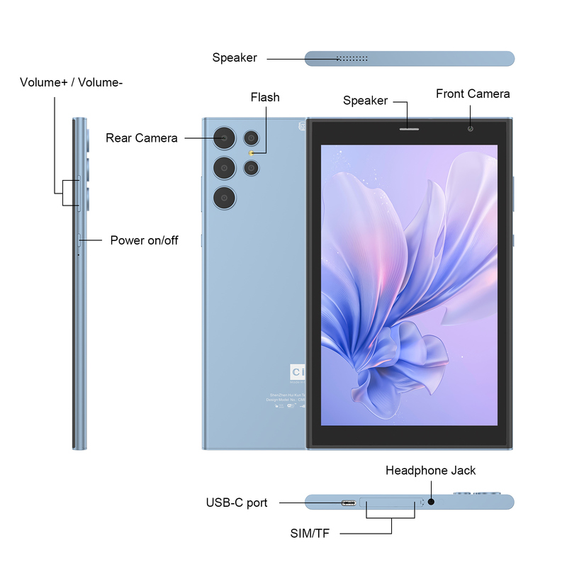 C idea 8-calowy tablet Wi-Fi z pamięcią 8+512GB, czterordzeniowym procesorem, ekranem dotykowym IPS 800x1280, niebieski CM824