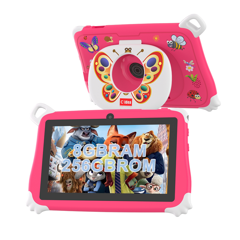 C Idea Android 15 Kids Tablet 8+256GB Tablet edukacyjny Kidspad z przyjazną aplikacją CM86 różowy