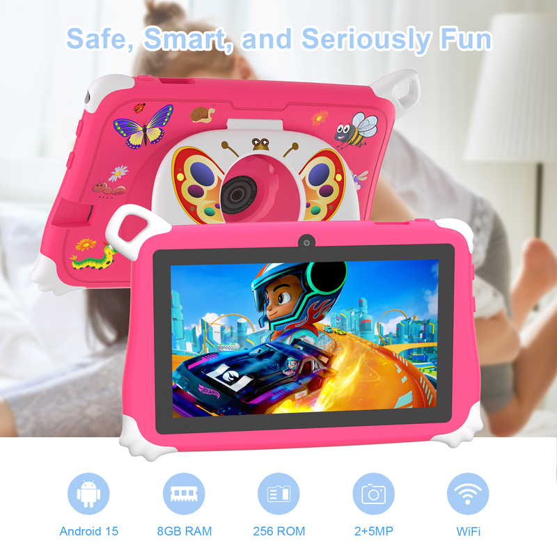 C Idea Android 15 Kids Tablet 8+256GB Tablet edukacyjny Kidspad z przyjazną aplikacją CM86 różowy