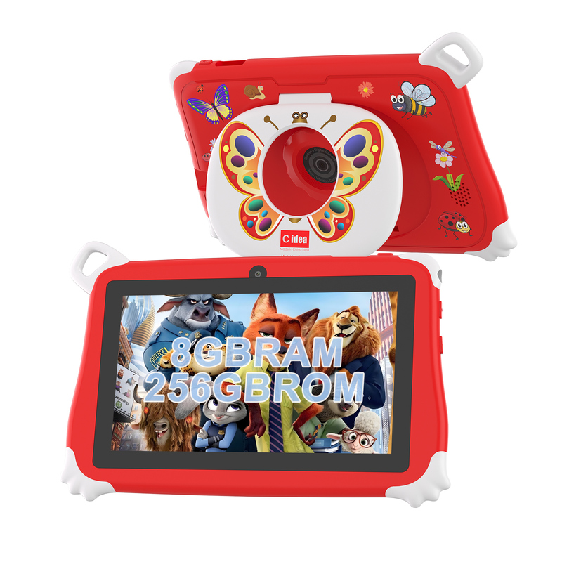 C Idea Android 15 Tablet dla dzieci 8+256GB Tablet edukacyjny Kidspad z przyjazną aplikacją CM86 czerwony
