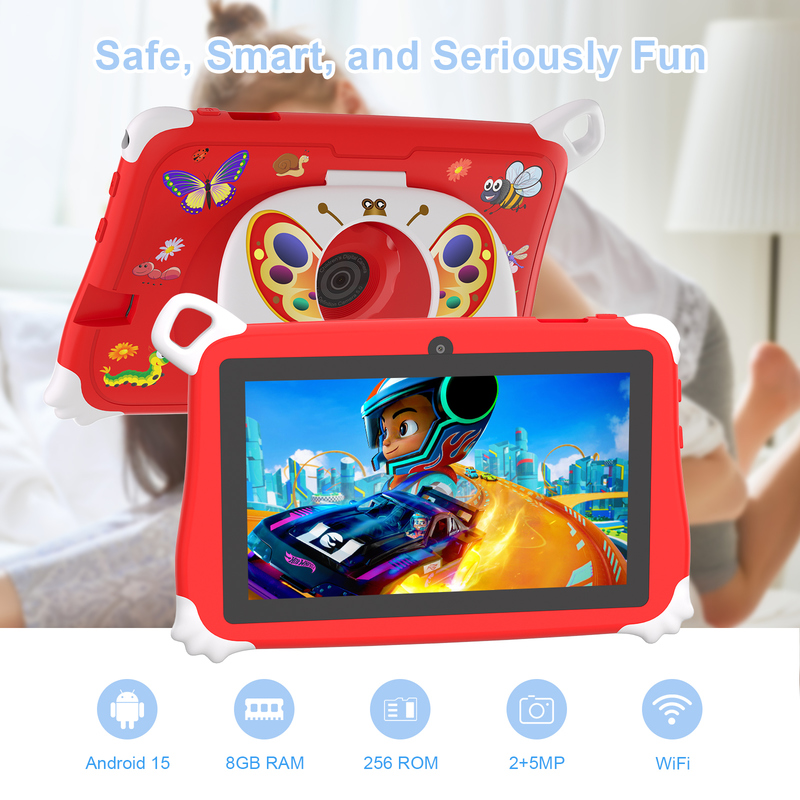C Idea Android 15 Tablet dla dzieci 8+256GB Tablet edukacyjny Kidspad z przyjazną aplikacją CM86 czerwony