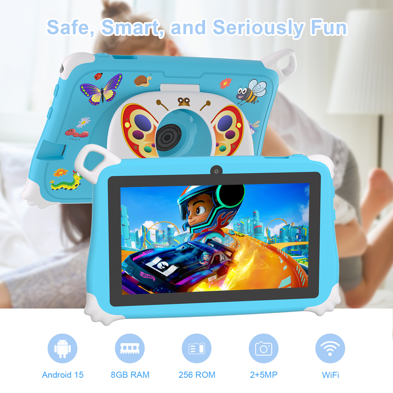 C Idea Android 15 Tablet dla dzieci 8+256GB Tablet edukacyjny Kidspad z przyjazną aplikacją CM86 niebieski