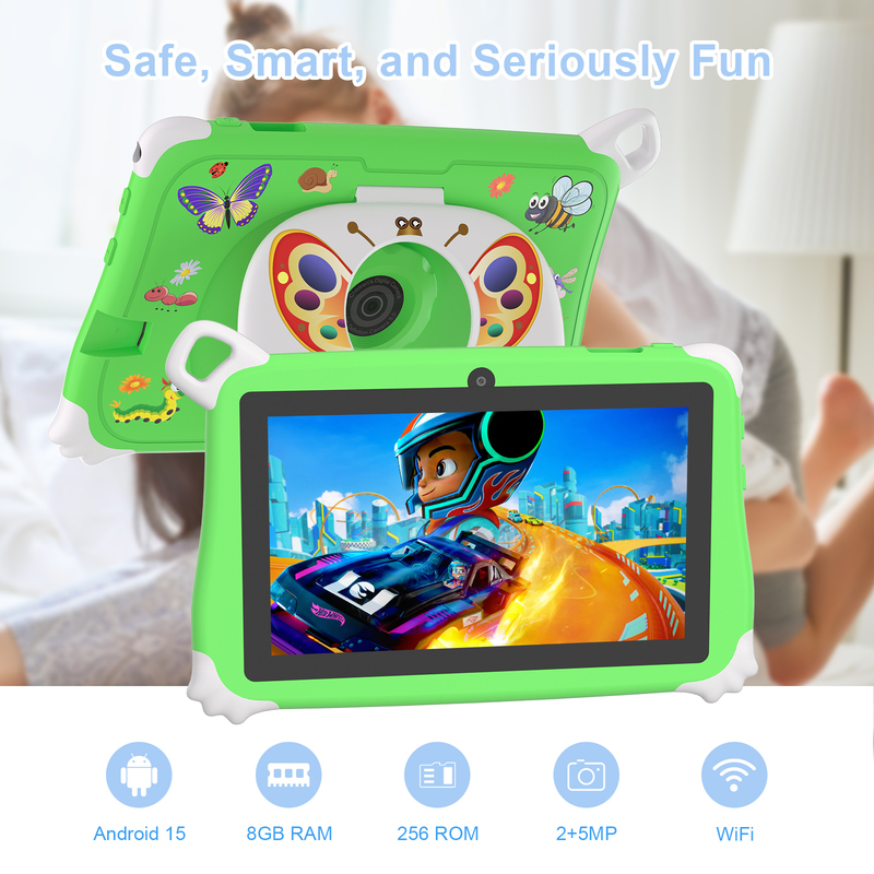 C Idea Android 15 Tablet dla dzieci 8+256GB Tablet edukacyjny Kidspad z przyjazną aplikacją CM86 zielony