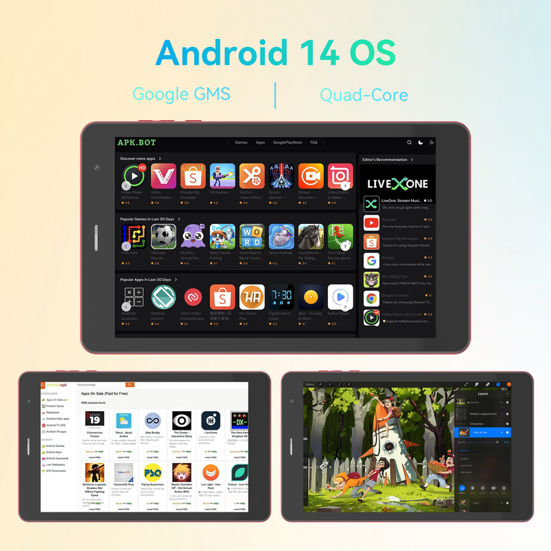 C idea Youth czerwony 8-calowy tablet Android 15 z gniazdem kart TF, Wi-Fi, 8 GB + 512 GB, 800*1280 IPS incell CM828