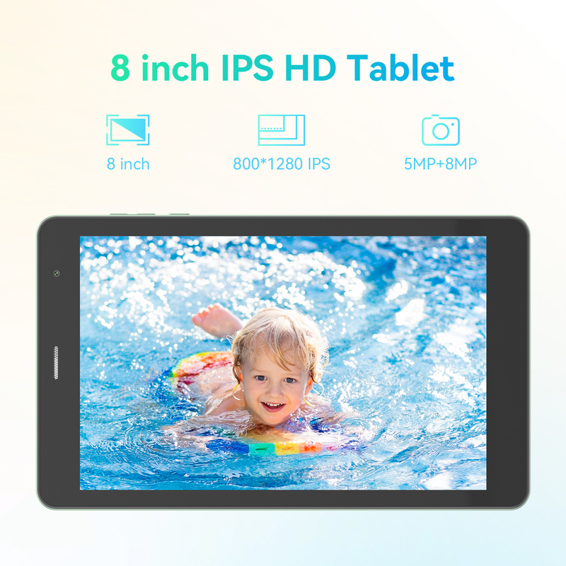 C idea Youth zielony 8-calowy tablet Android 15 z gniazdem na kartę TF, Wi-Fi, 8 GB + 512 GB, 800*1280 IPS incell CM828