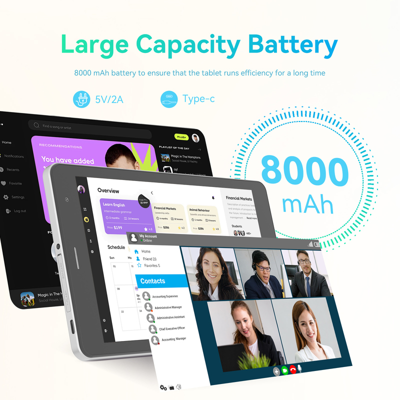 C idea Youth Silver 8 Inch Tablet Android 15 z gniazdem do kart TF, WiFi,8GB +512GB, 800*1280 IPS incell CM828