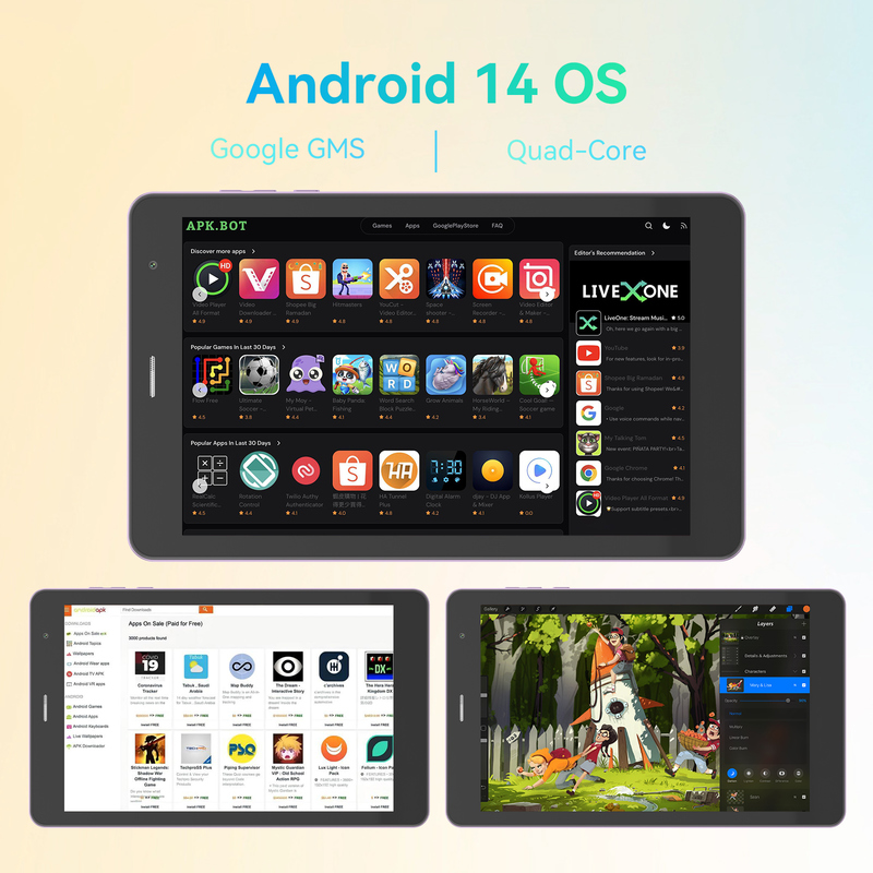 C idea Youth purple 8 Inch Tablet Android 15 z gniazdem do kart TF, WiFi,8GB +512GB, 800*1280 IPS incell CM828