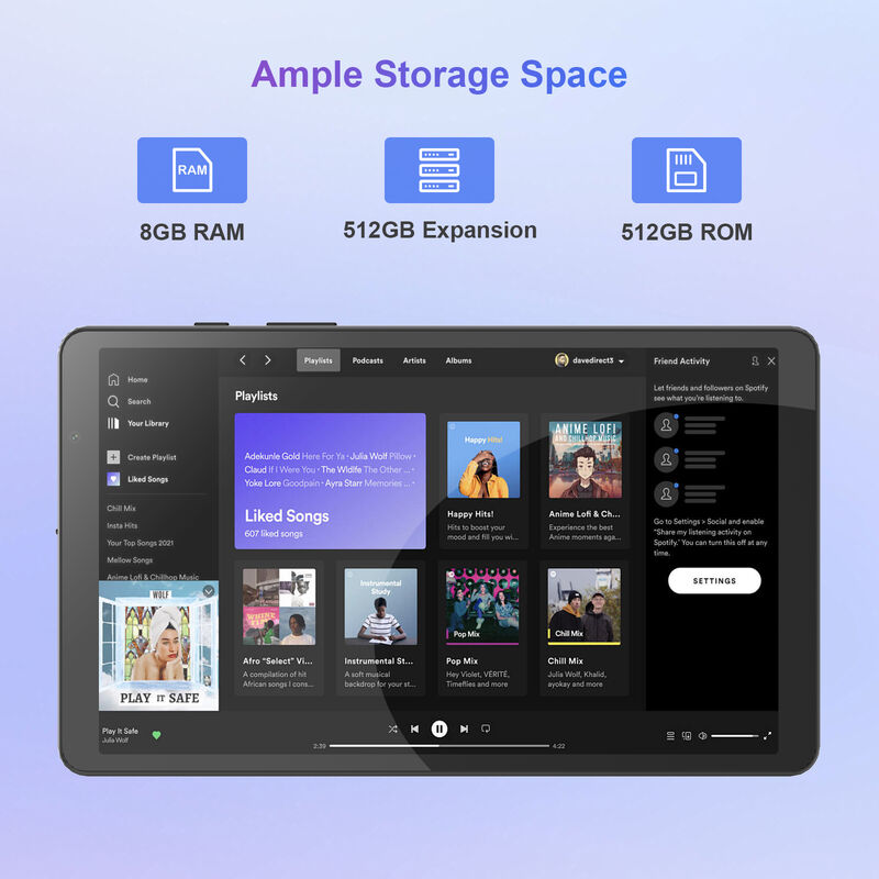 C idea 8 Inch Smart Tablet PC With Keyboard 8GB RAM+512 ROM 800*1340 IPS  incell Touchscreen Display BLACK CM866