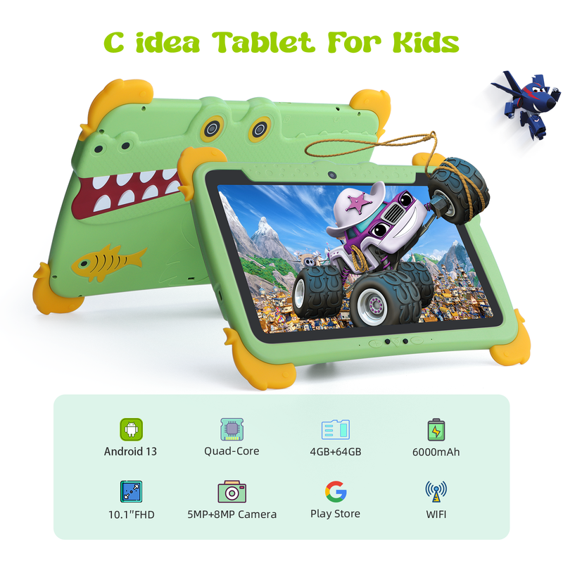 C Idea 10,1-calowy tablet z systemem Android, 4 GB RAM, 64 GB ROM, Kidspad P1100