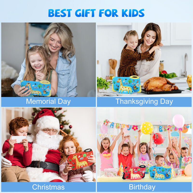 C Idea Kids Tablet edukacyjny 7-calowy Android WiFi Wersja Odporny na upadki Czerwony Z rysunkowym wzorem CM93 (Żyrafa)