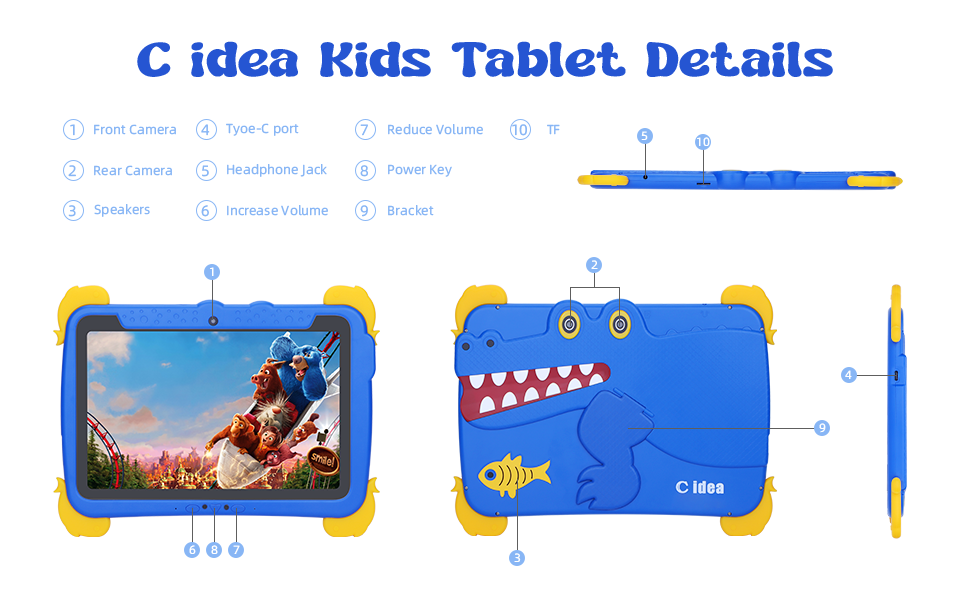 C idea 10,1 cala Tablet dla dzieci z obudową ochroną oczu ips HD Screen Pre-Install IWAWA P1150